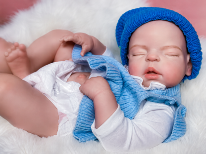 Willow 22-Inch Full Silicone Baby Doll – Realistic Sleeping Reborn Baby Girl with Rooted Eyelashes
