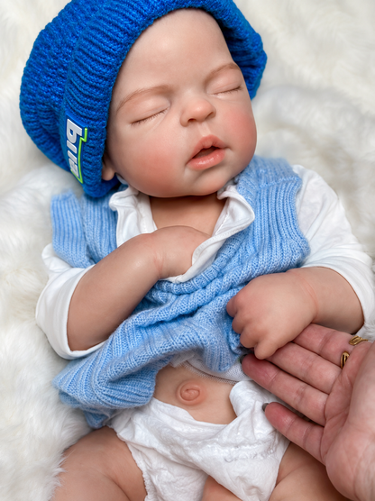 Willow 22-Inch Full Silicone Baby Doll – Realistic Sleeping Reborn Baby Girl with Rooted Eyelashes
